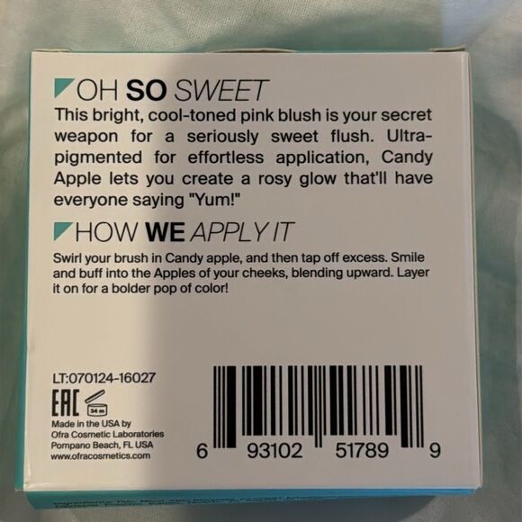 OFRA BLUSH IN CANDY APPLE A BRIGHT COOL TONED PINK COMES NIB CREATE ROSY GLOW - Picture 6 of 6